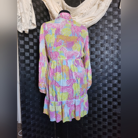 Taj by Sabrina Crippa - Multi-colored Zebra/plant print dress - (L) - Picture 5 of 9